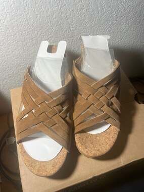 Ugg Sandals Womens 9 Lilah Weave Strappy Wedge Slide Slip On 1019976 Brown Suede